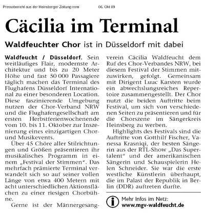 Pressebericht vom 10.Okt. 09 Heinsberger Zeitung